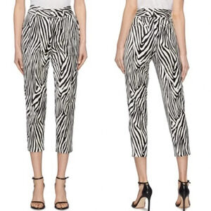•SALE• FRAME Zebra Print High Waist Tuxedo Pants Velvet Black White Women’s 4